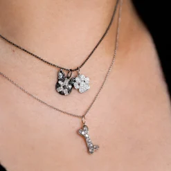 Black Rhodium & Diamond Boston Terrier Charm