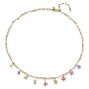 Gold & Amethyst Enamel Multi-Charm Necklace