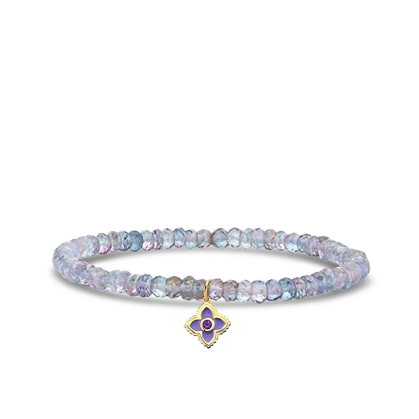 Gold & Amethyst Mini Moroccan Flower on Mystic Rainbow Quartz