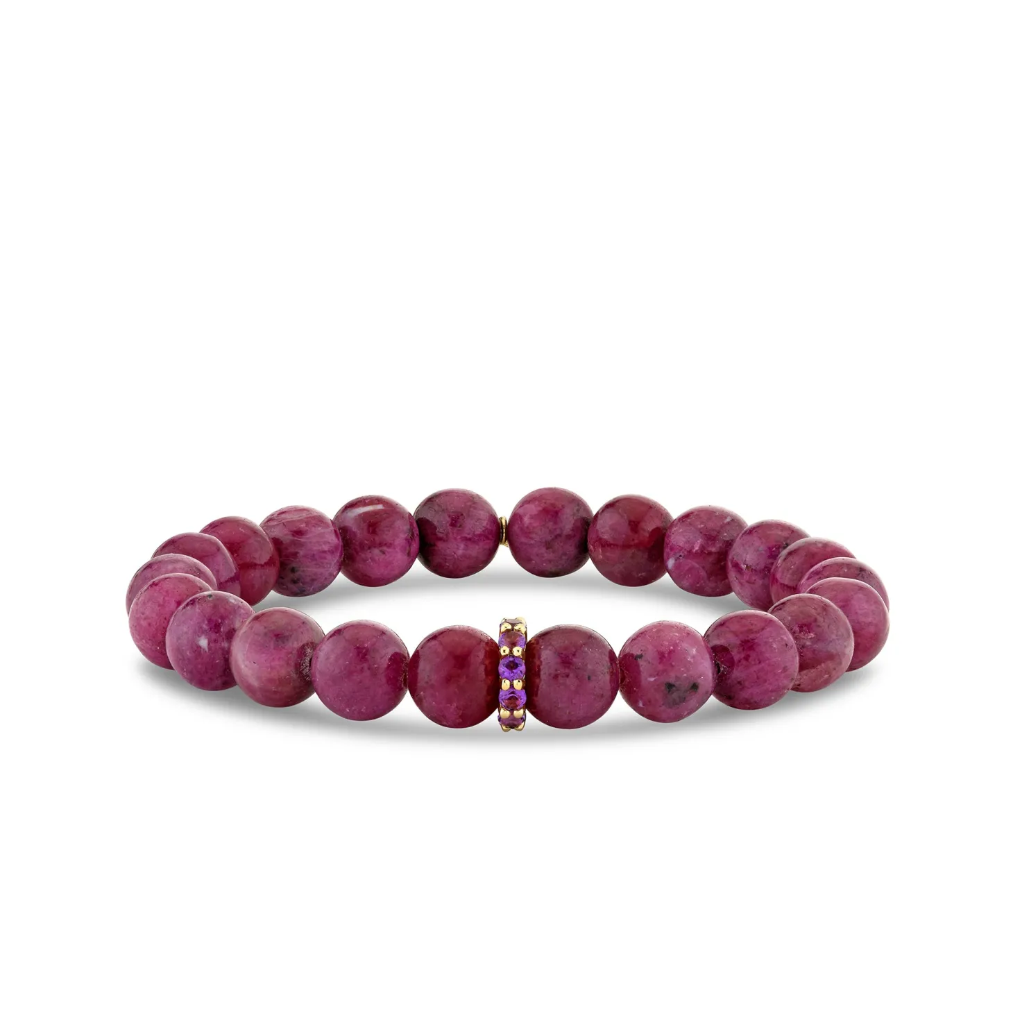 Gold & Amethyst 8mm Large Cocktail Eternity Rondelle on Natural Ruby