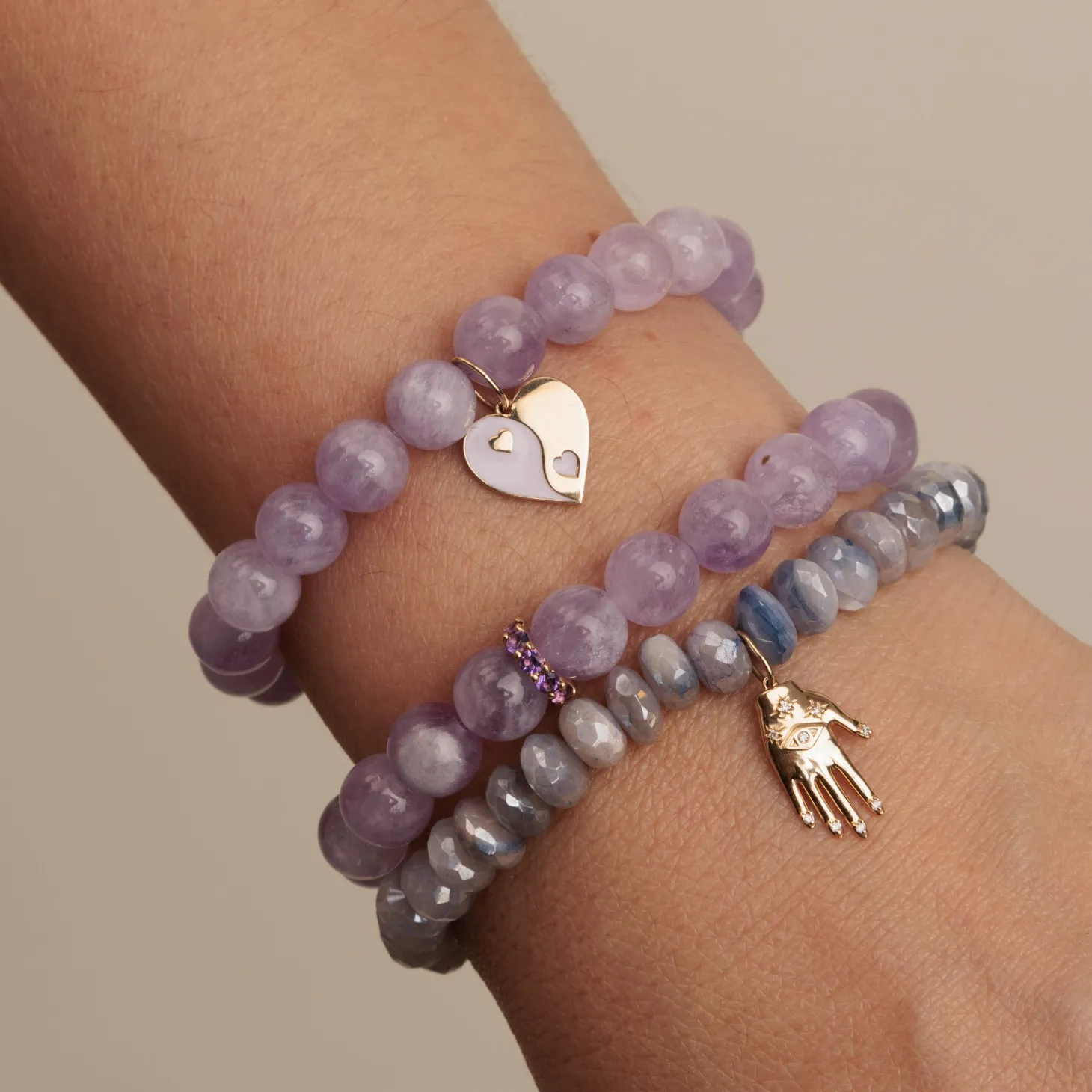 Gold & Amethyst Rondelle on Lavender Amethyst