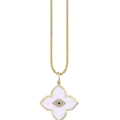 Gold & Bezel Diamond Eye Moroccan Flower Charm