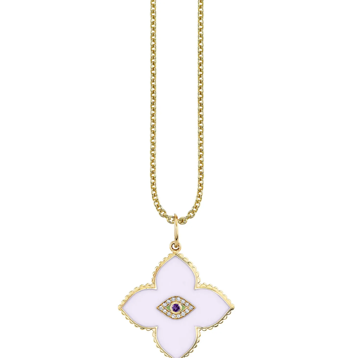 Gold & Bezel Diamond Eye Moroccan Flower Charm