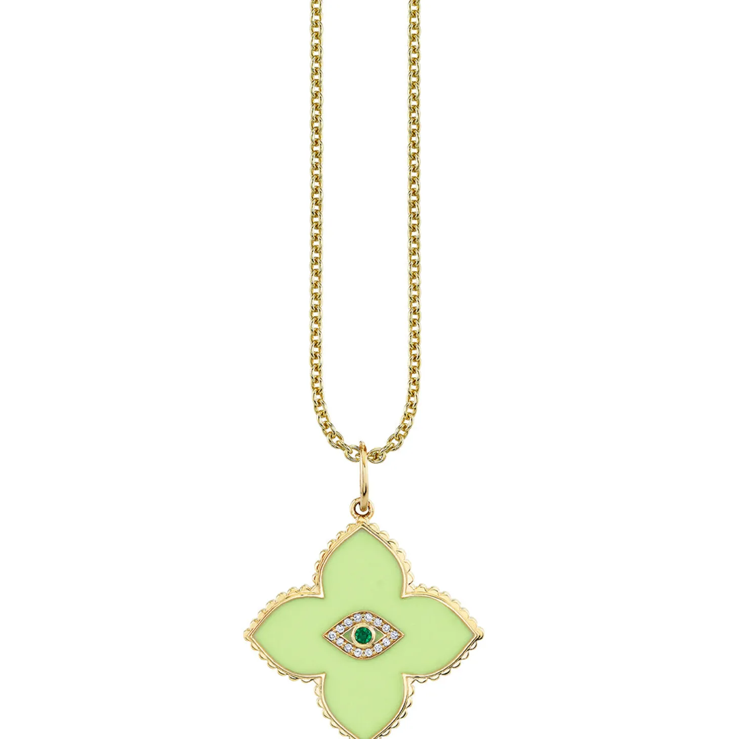 Gold & Bezel Diamond Eye Moroccan Flower Charm