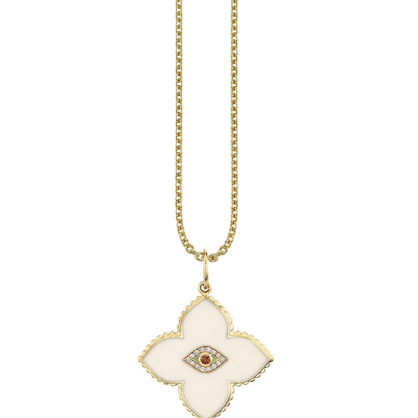 Gold & Bezel Diamond Eye Moroccan Flower Charm