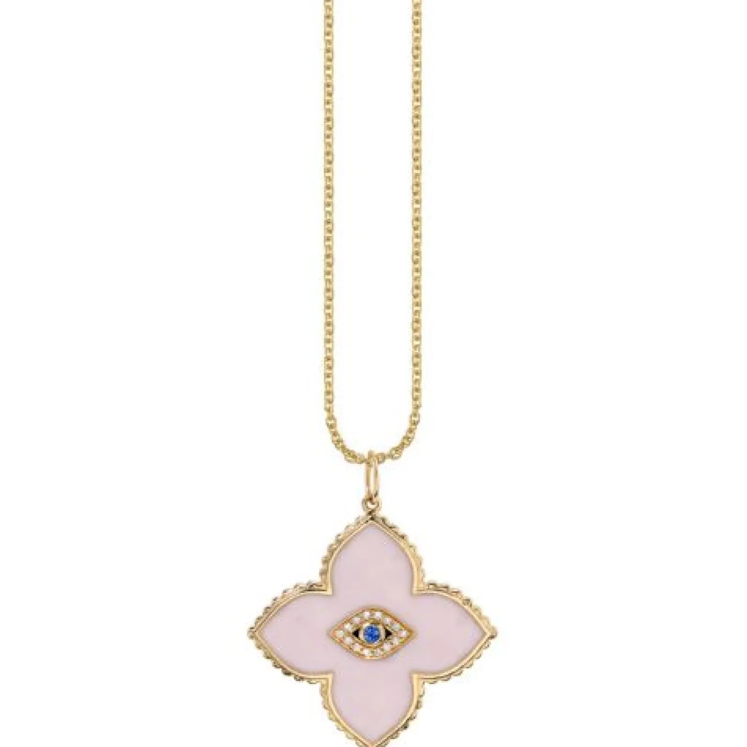 Gold & Bezel Diamond Eye Moroccan Flower Charm