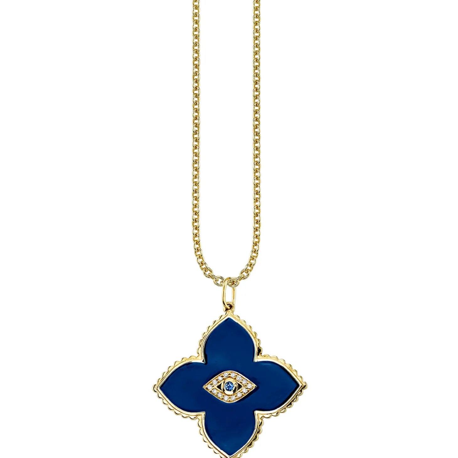 Gold & Bezel Diamond Eye Moroccan Flower Charm