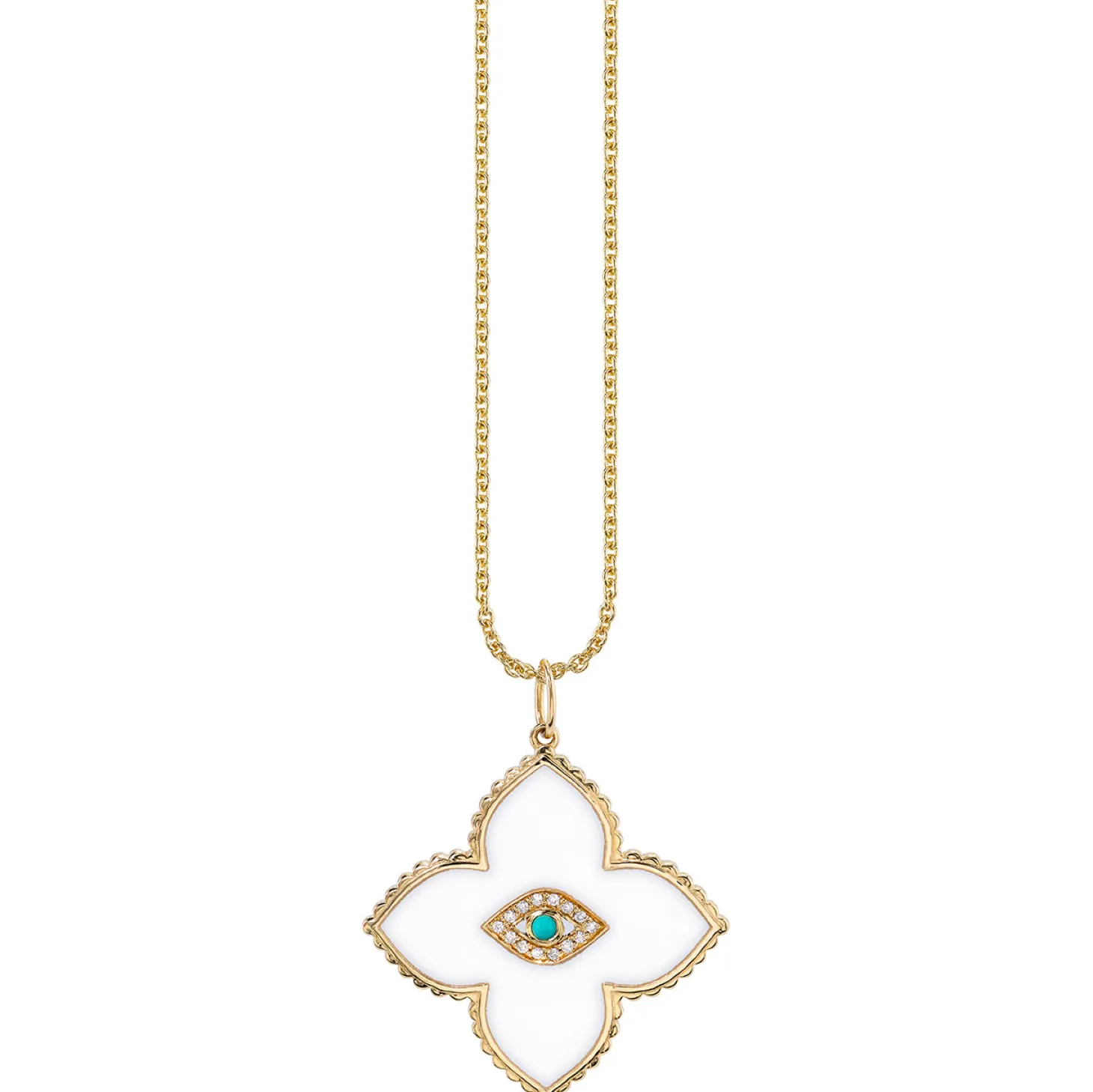 Gold & Bezel Diamond Eye Moroccan Flower Charm