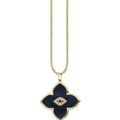 Gold & Bezel Diamond Eye Moroccan Flower Charm