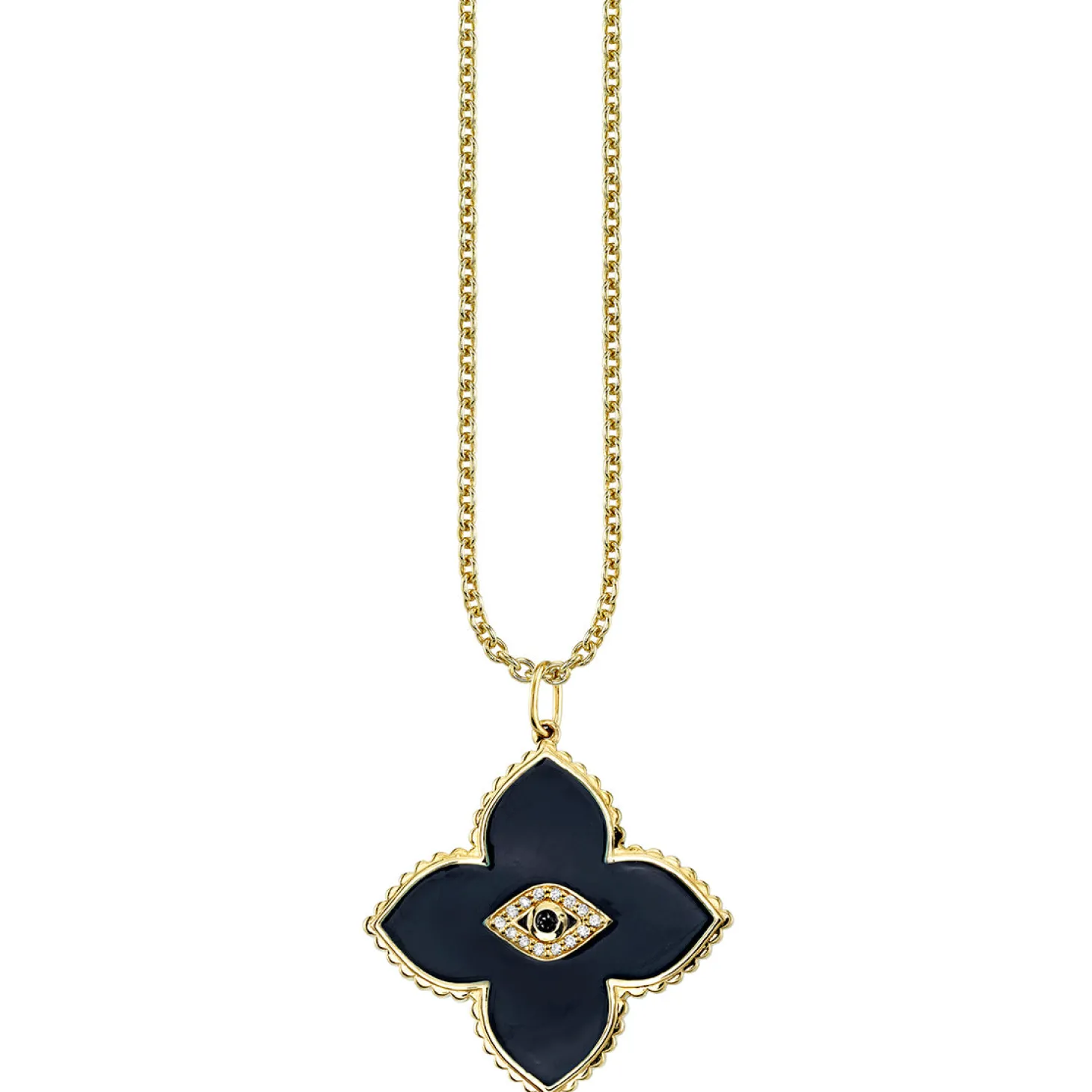 Gold & Bezel Diamond Eye Moroccan Flower Charm