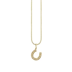Gold & Bezel Diamond Small Horseshoe Charm
