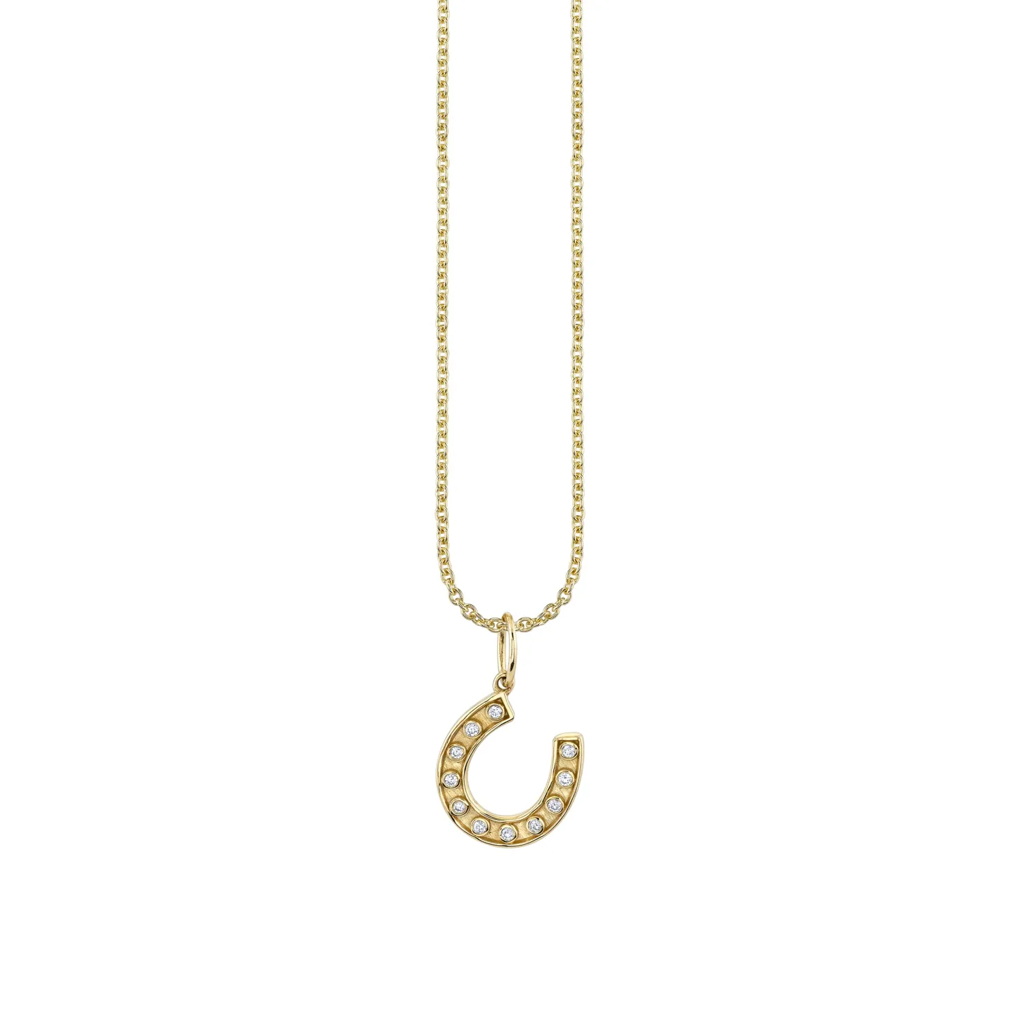 Gold & Bezel Diamond Small Horseshoe Charm