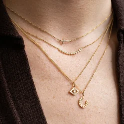 Gold & Bezel Diamond Small Horseshoe Charm