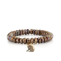 Gold & Brown Diamond Monkey on Moonstone