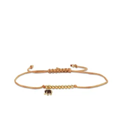 Gold & Brown Enamel Mini Elephant Cord Bracelet
