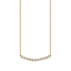 Gold & Diamond 11 Stone Bezel Necklace