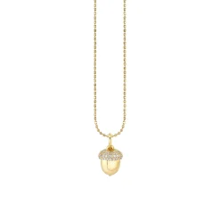 Gold & Diamond Acorn Charm