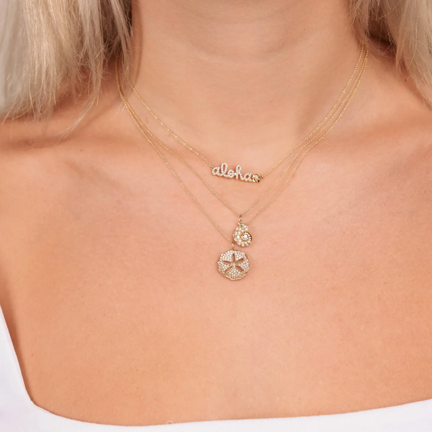 Gold & Diamond Aloha Plumeria Necklace