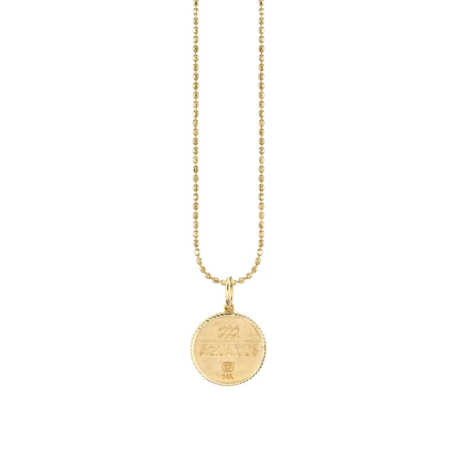 Gold & Diamond Aquarius Zodiac Medallion