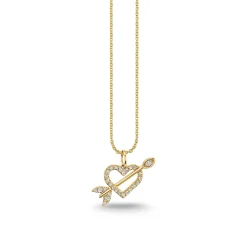 Gold & Diamond Arrow Heart Charm