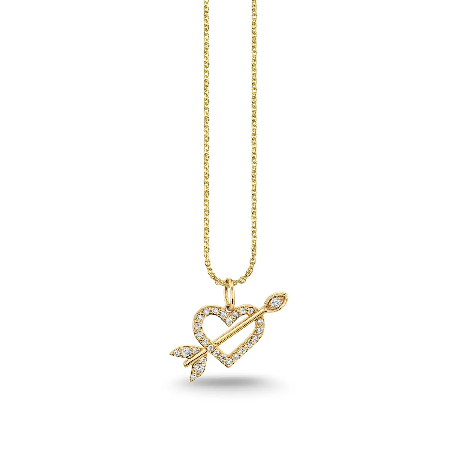 Gold & Diamond Arrow Heart Charm