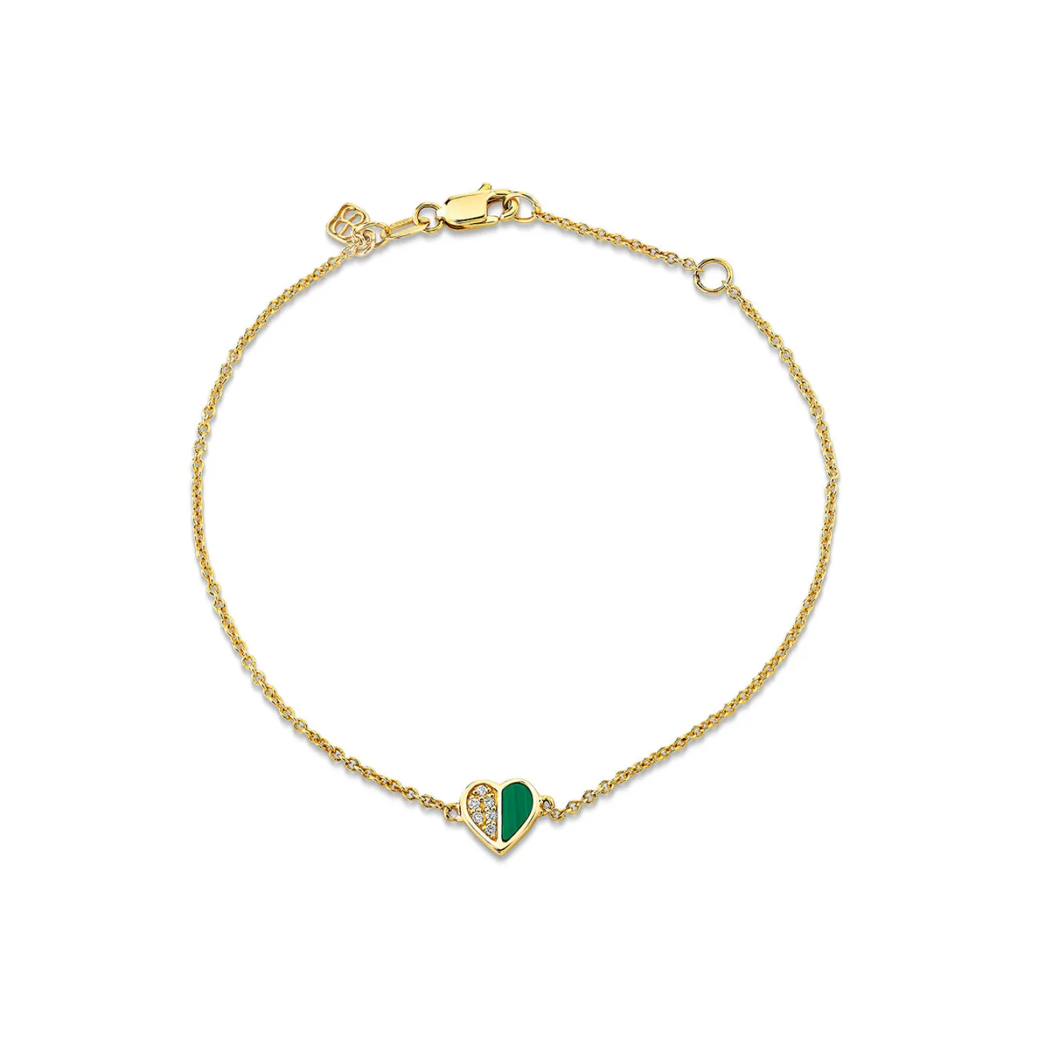 Gold & Diamond Baby Heart Stone Inlay Bracelet