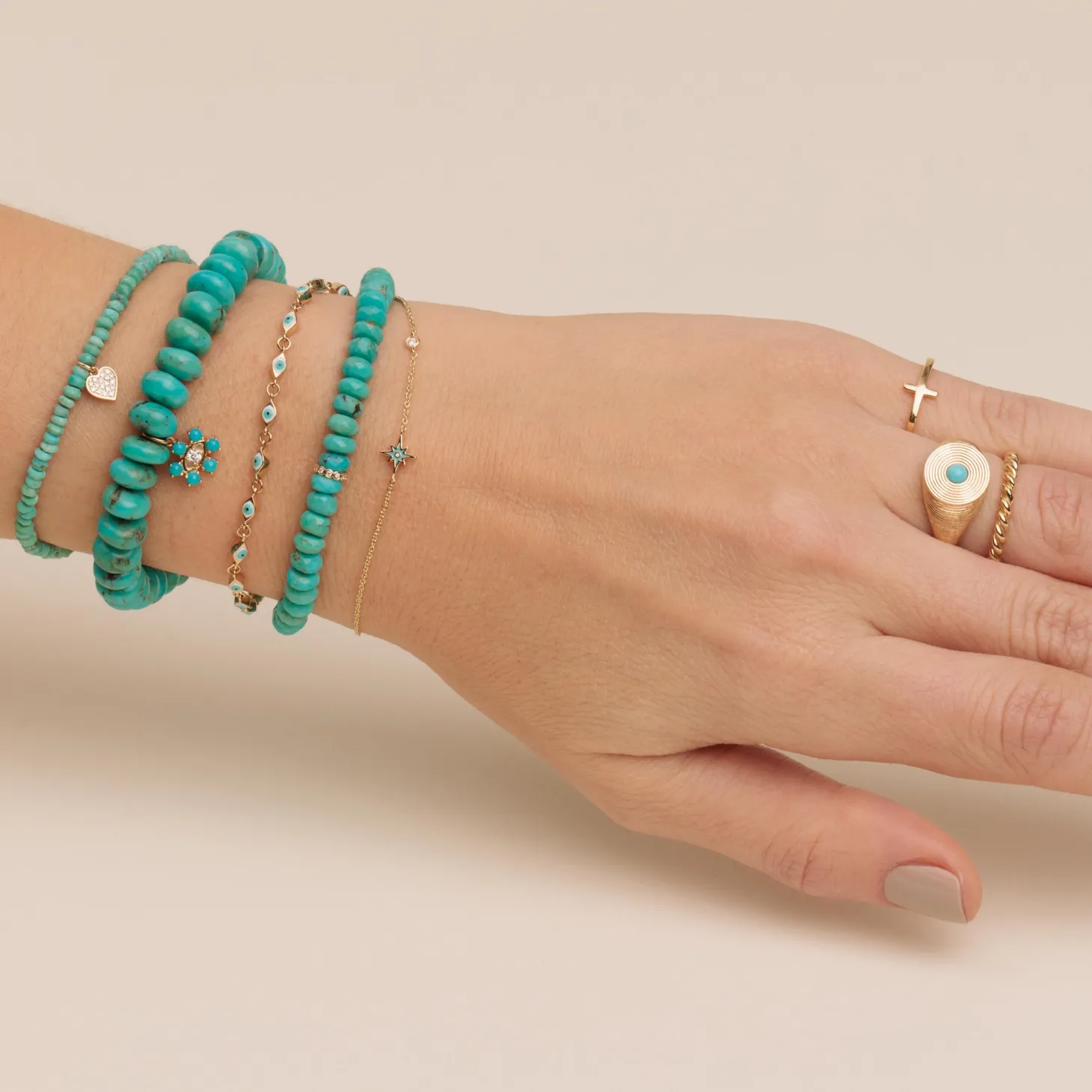 Gold & Diamond Baby Heart on Turquoise