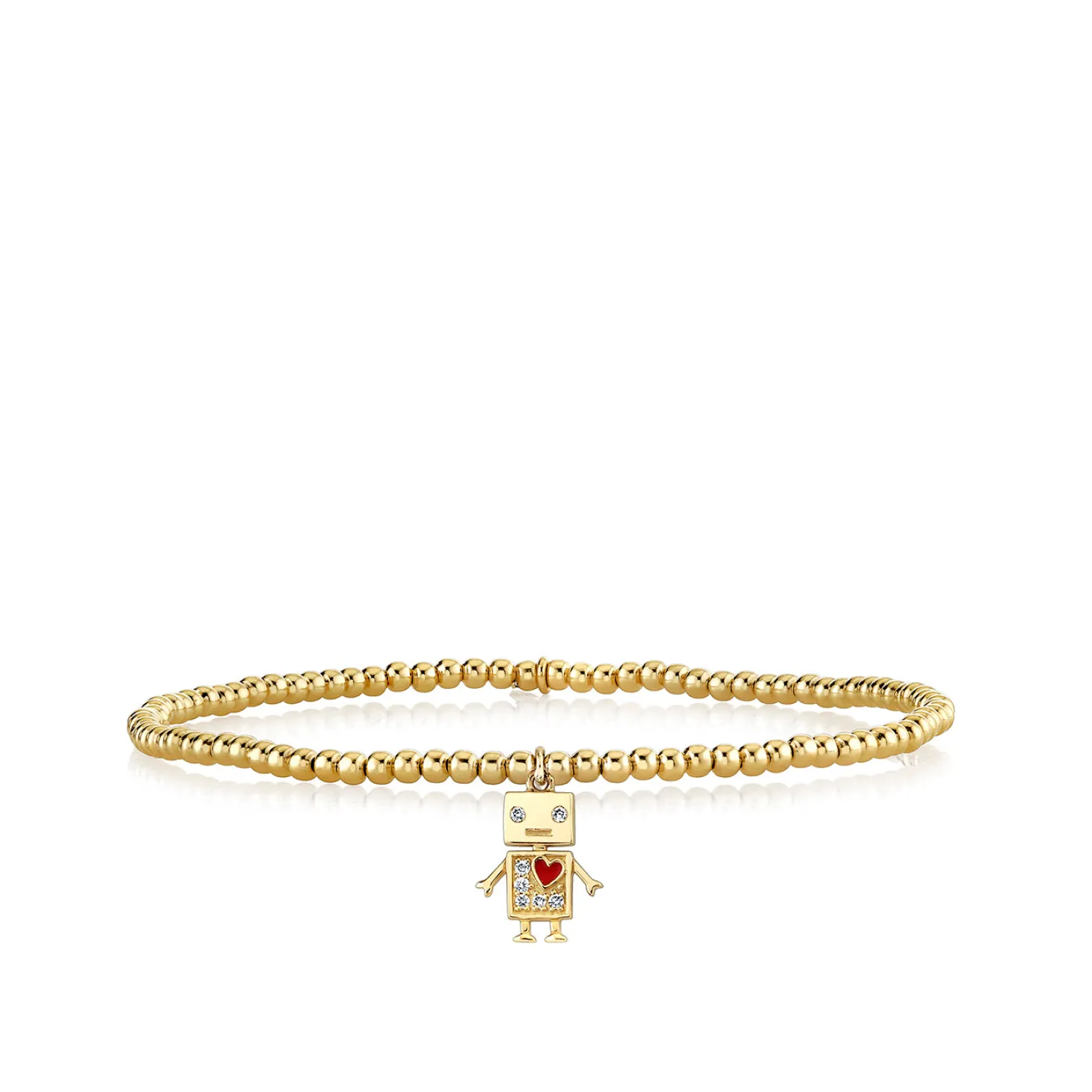 Gold & Diamond Baby Robot on Gold Beads