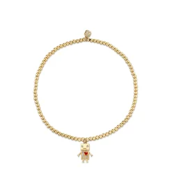 Gold & Diamond Baby Robot on Gold Beads