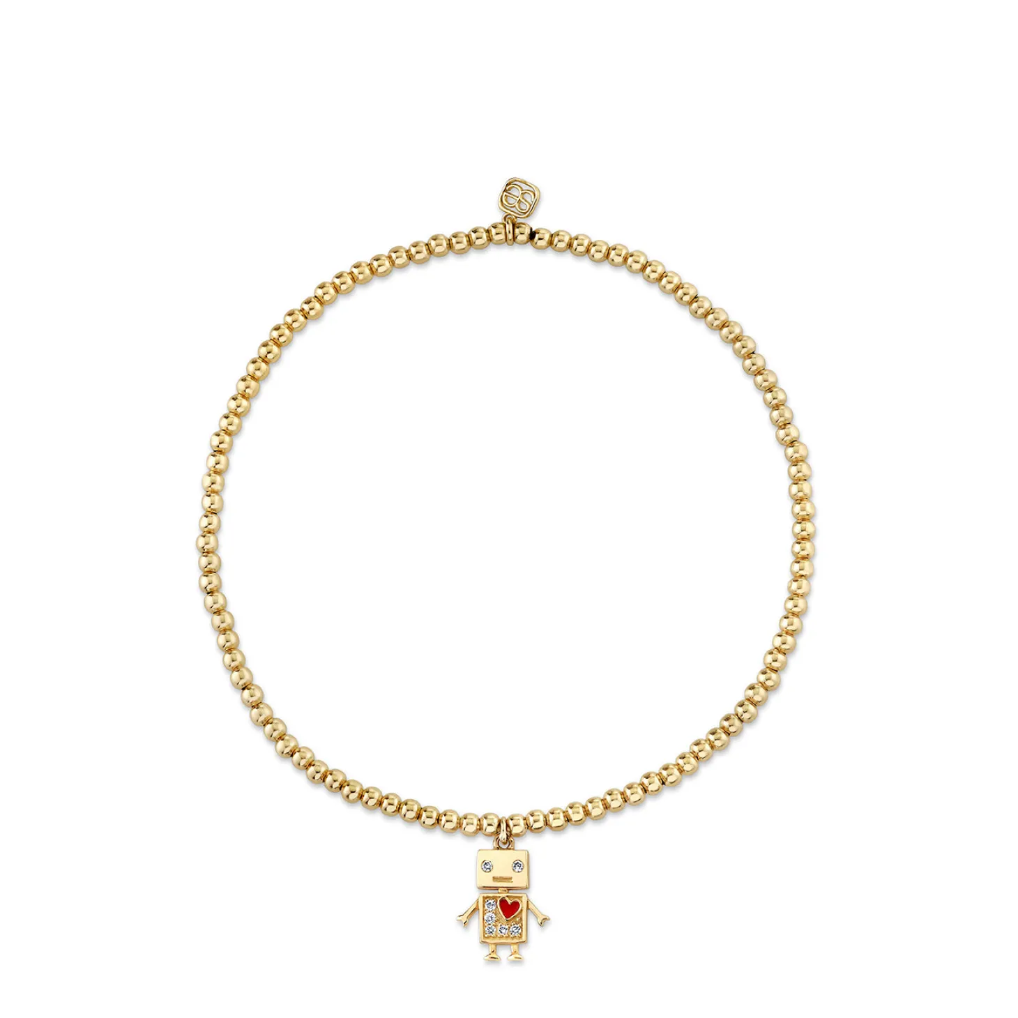 Gold & Diamond Baby Robot on Gold Beads