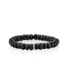 Gold & Diamond Baguette Rondelle on Black Spinel