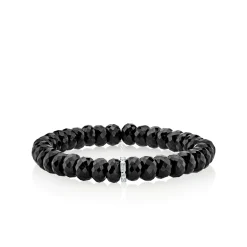 Gold & Diamond Baguette Rondelle on Black Spinel