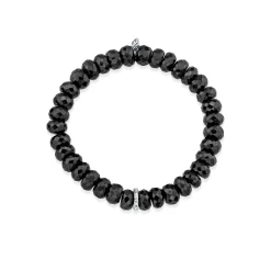 Gold & Diamond Baguette Rondelle on Black Spinel