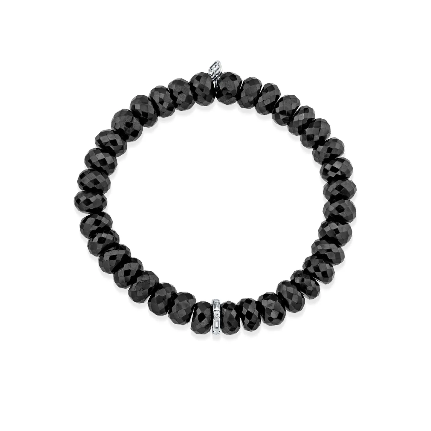 Gold & Diamond Baguette Rondelle on Black Spinel