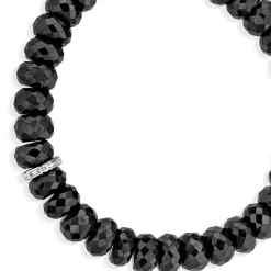Gold & Diamond Baguette Rondelle on Black Spinel