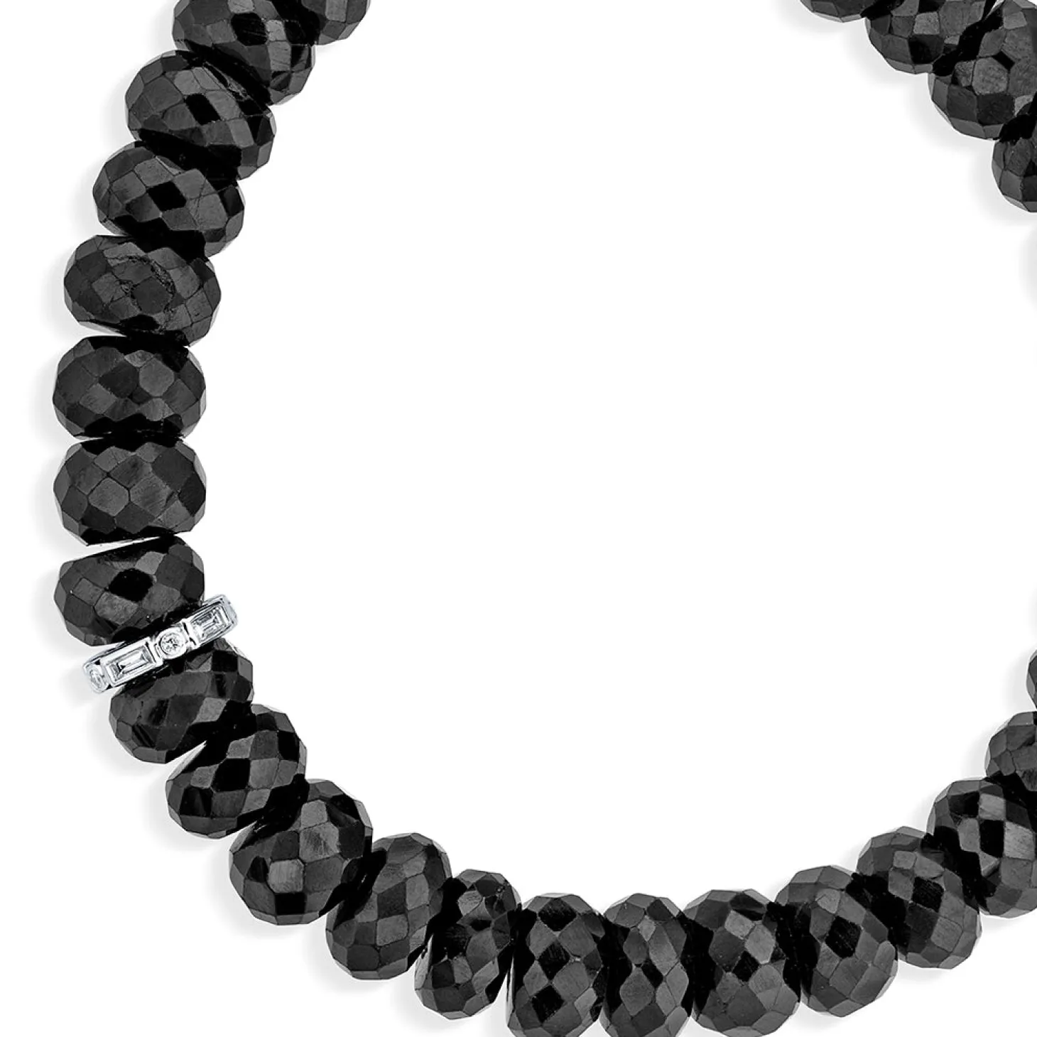 Gold & Diamond Baguette Rondelle on Black Spinel