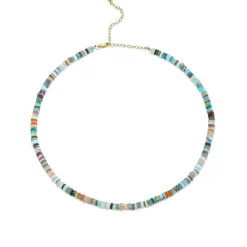 Gold & Diamond Ball Rainbow Heishi Choker