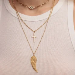 Gold & Diamond Bezel Cross Charm