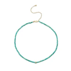 Gold & Diamond Bezel Eternity Rondelle Turquoise Choker