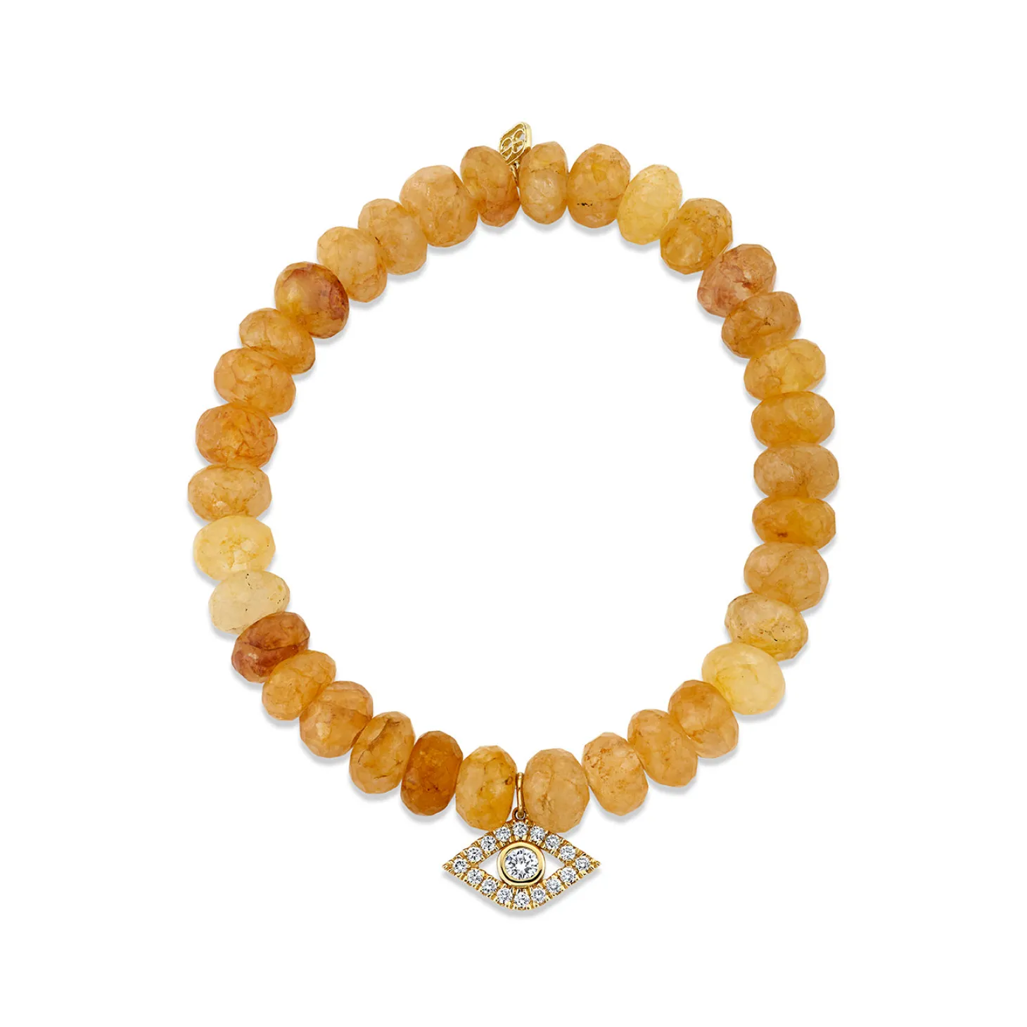 Gold & Diamond Bezel Eye on Orange Quartz