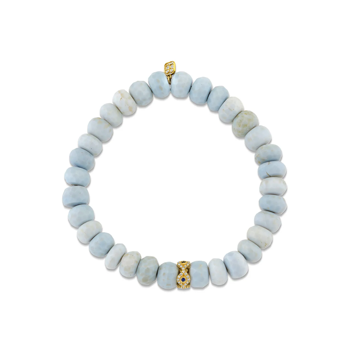 Gold & Diamond Bezel Eye Rondelle on African Opal