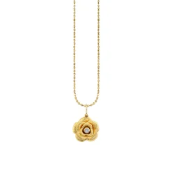Gold & Diamond Bezel Rose Charm