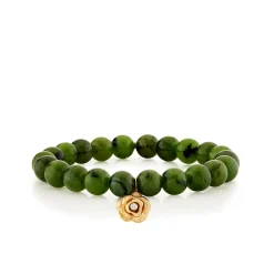 Gold & Diamond Bezel Rose on Canadian Jade