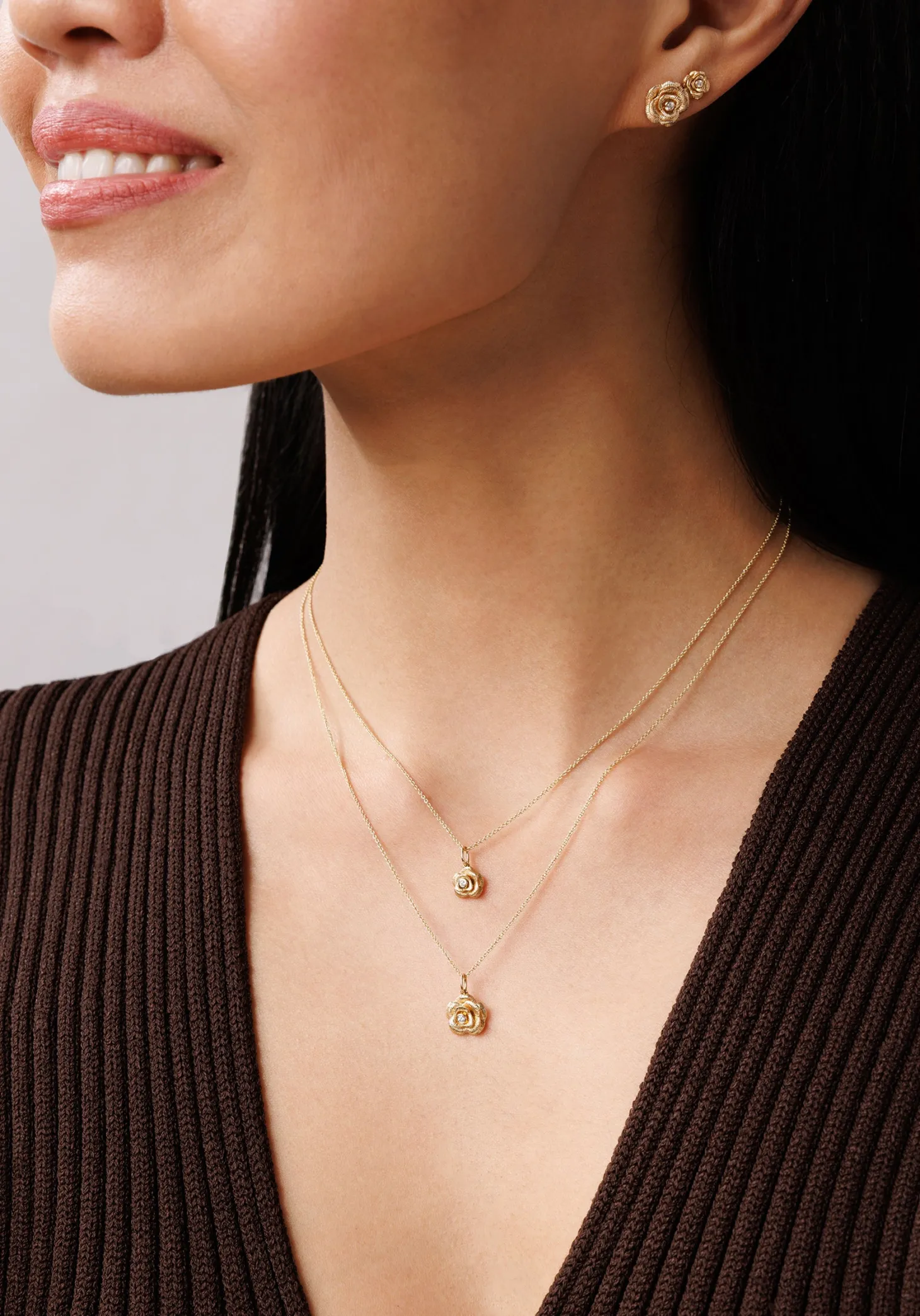 Gold & Diamond Bezel Rose Charm