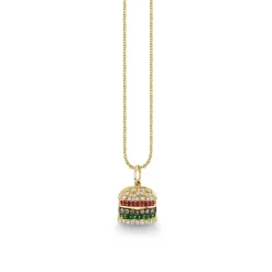 Gold & Diamond Burger Charm
