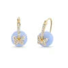 Gold & Diamond Butterfly Blue Lace Agate Earrings