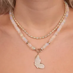 Gold & Diamond Butterfly Opal Necklace