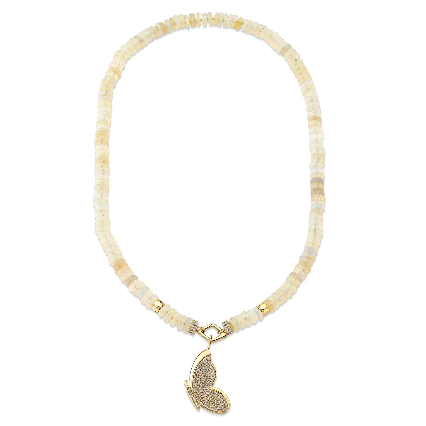 Gold & Diamond Butterfly Opal Necklace