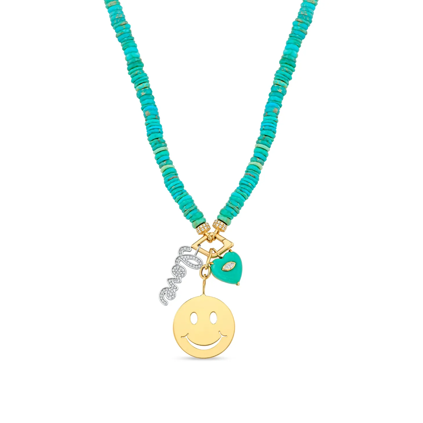 Gold & Diamond Cali Love Turquoise Necklace