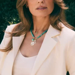 Gold & Diamond Cali Love Turquoise Necklace